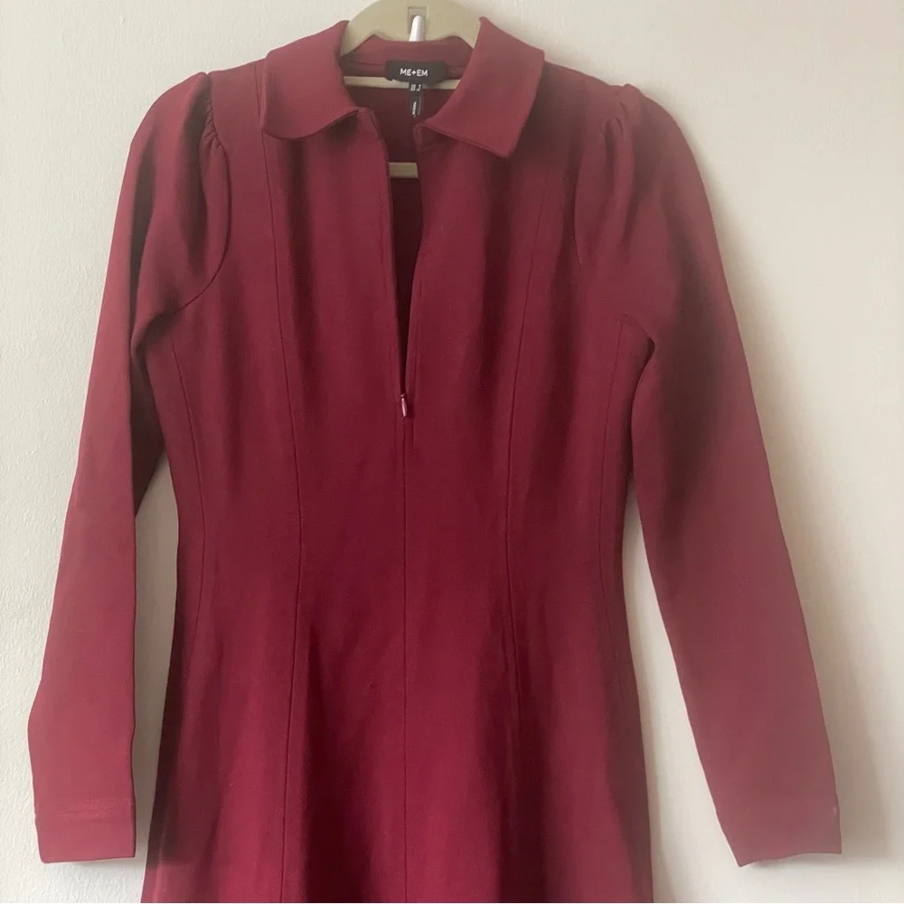 ME+EM Travel Tailoring Zip Front nursing Midi Maxi Dress Ponte Jersey career red - Picture 10 of 15